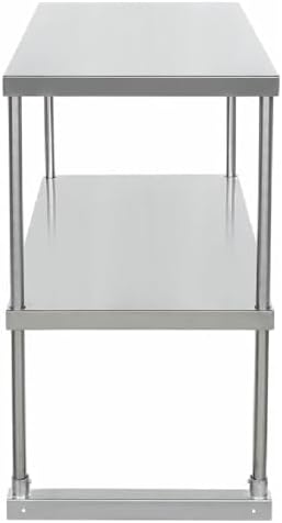 Empura 36" Wide Double Deck Stainless Steel Table-Mount Overshelf with Mounting Bracket | Prep Work Table Rack Shelve for Restaurant Garage | 1.5" Thick Shelf Deck, 36"W x 18"D x 32"H, 18 Gauge, NSF