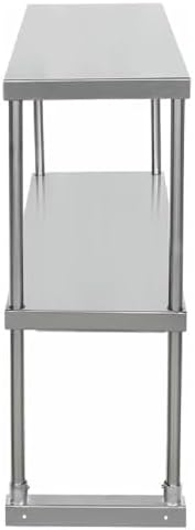 Empura 36" Wide Double Deck Stainless Steel Table-Mount Overshelf with Mounting Bracket | Prep Work Table Rack Shelve for Restaurant Garage | 1.5" Thick Shelf Deck, 36"W x 12"D x 32"H, 18 Gauge, NSF