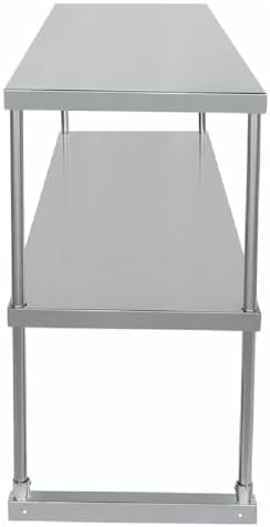 Empura 60" Wide Double Deck Stainless Steel Table-Mount Overshelf with Mounting Bracket | Prep Work Table Rack Shelve for Restaurant Garage | 1.5" Thick Shelf Deck, 60"W x 18"D x 32"H, 18 Gauge, NSF
