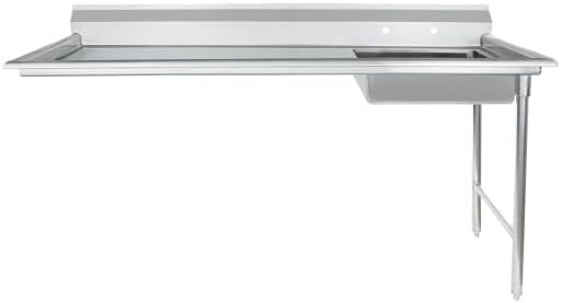 Empura 72" Wide Stainless Steel Soiled Dishtable, Undercounter Right Hand Side Commercial Worktop Table for Restaurant Diner Cafeteria Kitchen, 7.5" Backsplash, 72" W x 30" D x 41.5" H, 16-Gauge, NSF