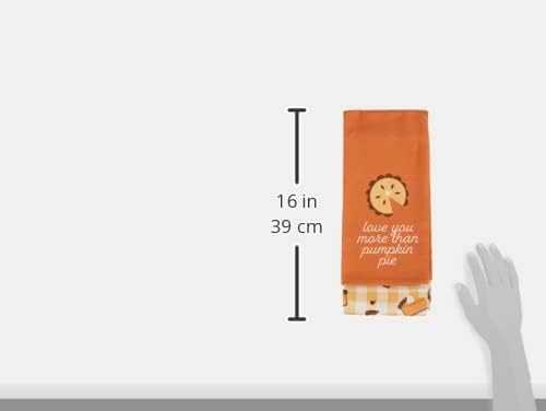 Pearhead Pumpkin Pie Dish Towels, Set of 2 Thanksgiving Kitchen Towels, Fall Décor with Pumpkin Pie Print and “Love You More Than Pumpkin Pie” Design, Seasonal Tea Towel Gift