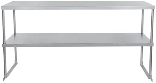 Empura 60" Wide Double Deck Stainless Steel Table-Mount Overshelf with Mounting Bracket | Prep Work Table Rack Shelve for Restaurant Garage | 1.5" Thick Shelf Deck, 60"W x 18"D x 32"H, 18 Gauge, NSF