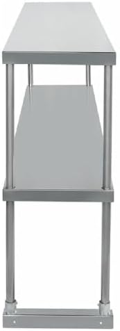 Empura 72" Wide Double Deck Stainless Steel Table-Mount Overshelf with Mounting Bracket | Prep Work Table Rack Shelve for Restaurant Garage | 1.5" Thick Shelf Deck, 72"W x 12"D x 32"H, 18 Gauge, NSF