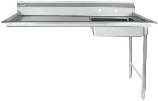 Empura 60" Wide Stainless Steel Soiled Dishtable, Undercounter Right Hand Side Commercial Worktop Table for Restaurant Diner Cafeteria Kitchen, 7.5" Backsplash, 60" W x 30" D x 41.5" H, 16-Gauge, NSF