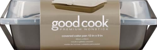 GoodCook Everyday Nonstick Steel Bake-N-Take Oblong Pan, 9 x 13 Inch with Lid, Gray
