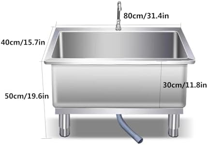 Freestanding Utility Sink,Slop Sinks,Stainless Steel Floor Mount Mop Sink, Commercial Kitchen Sink,Utility Sink Basin for Basements, Garages(80x40x50cm /3 4x1 7x19.6in
