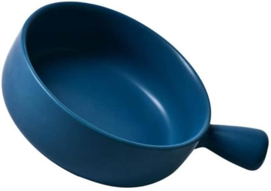 CALLARON Round Ceramics Baking Plate Handle Practical Kitchen Tray for Fruit Salad and Baking Easy to Clean for Home and Bakery Use