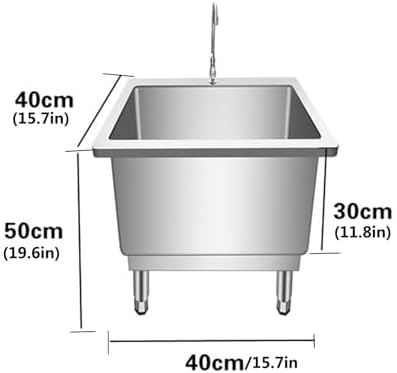 Freestanding Utility Sink,Slop Sinks,Stainless Steel Floor Mount Mop Sink, Commercial Kitchen Sink,Utility Sink Basin for Basements, Garages(40x40x50cm/1 7x1 7x19.6in