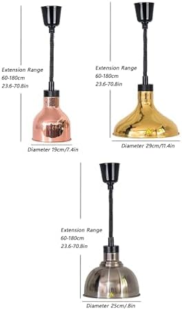 Hanging Food Heat Lamp Warmer - Catering Pendant Light for Buffet & Steak, Restaurant Kitchen Supplies - Stylish Rose Gold Finish, Efficient Heat Retention
