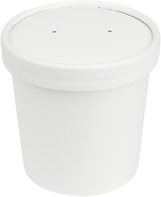 Restaurantware-LIDS ONLY: Bio Tek Lids For 8/12 Ounce Soup Containers, 200 Vented Covers For Paper Soup Containers - Cups Sold Separately, Microwavable, White Paper Lid, Hot And Cold Foods