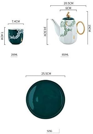 Green Tea Set Cups and Mugs Home Nordic Teapot Living Room Ceramics Water Fixture Five-Piece with Tray Teaware Sets,