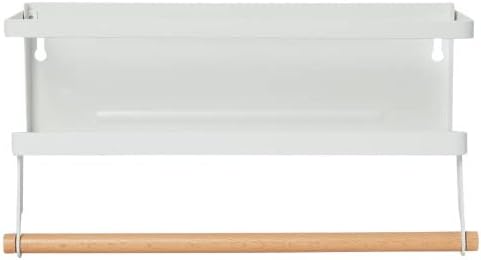Household Essentials Metal Magnetic Spice Rack with Paper Towel Holder, White