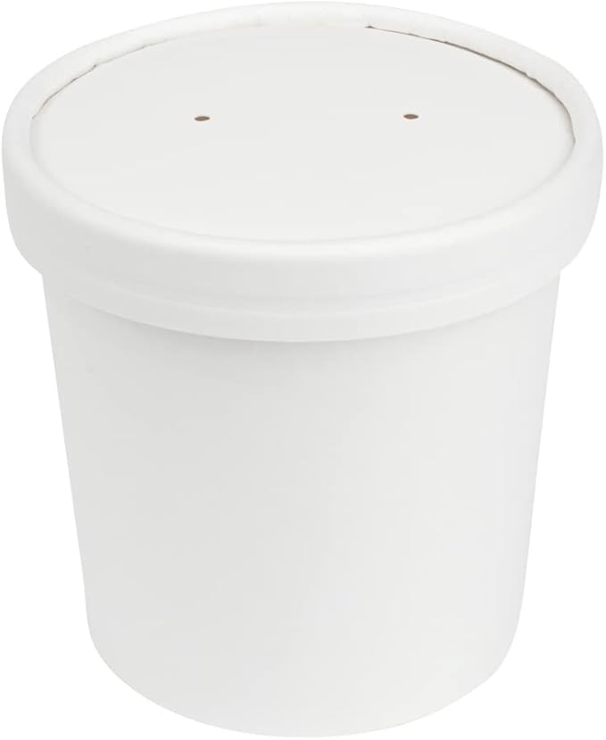 Restaurantware-Bio Tek 12 Ounce Disposable Soup Cups, 200 Microwavable Paper Soup Cups - Vented Lids Sold Separately, Hot And Cold Foods, White Paper To Go Containers, For Desserts Or Treats