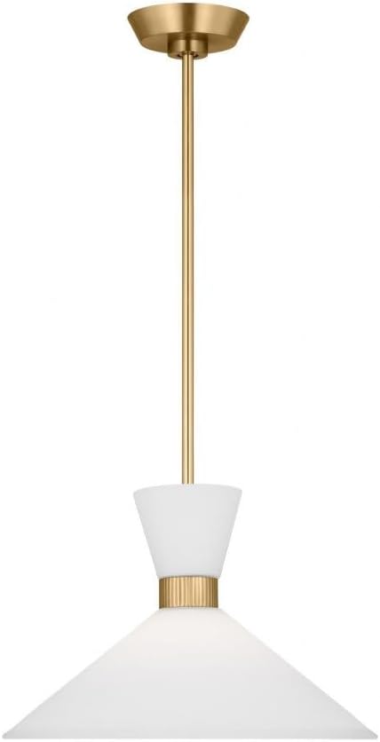 Scott Living 1-Light Belcarra Modern Pendant Light Fixture Satin Brass DJP1091SB, Modern Ceiling Light Fixture for Home Decor, Candelabra for Foyer or Living Room Decor Can Use A19 LED