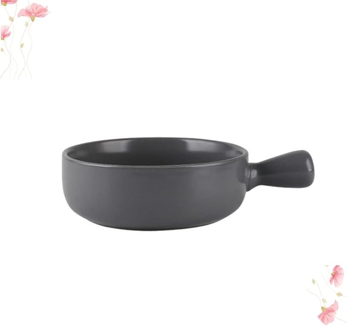 Fruit Plate Round Ceramics Baking Plate Household Handle Baking Tray Salad Plate Kitchen Supplies