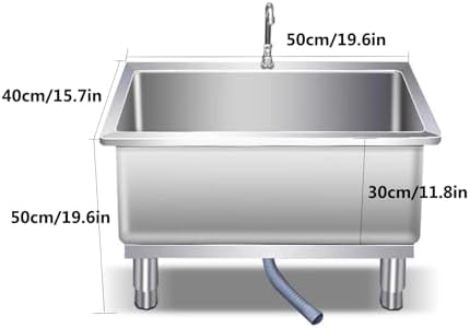 Freestanding Utility Sink,Slop Sinks,Stainless Steel Floor Mount Mop Sink, Commercial Kitchen Sink,Utility Sink Basin for Basements, Garages(50x40x50cm/19.6x1 7x19.6in