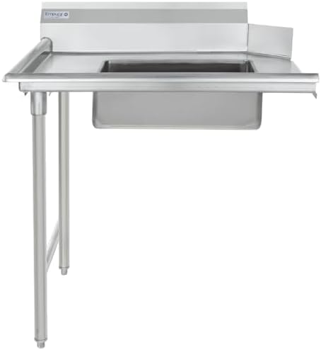 Empura 36" Wide Stainless Steel Soiled Dishtable with Backsplash | Straight Design Left Hand Side Commercial Worktop table for Restaurant Diner Cafeteria Kitchen | 36"W x 30"D x 41.5"H, 16 Gauge, NSF