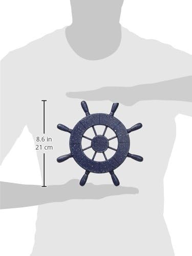 Hampton Nautical Wheel-9-105-seagull Rustic Decorative Ship Wheel Seagull, 9", Dark Blue