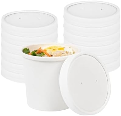 Restaurantware-LIDS ONLY: Bio Tek Lids For 8/12 Ounce Soup Containers, 200 Vented Covers For Paper Soup Containers - Cups Sold Separately, Microwavable, White Paper Lid, Hot And Cold Foods
