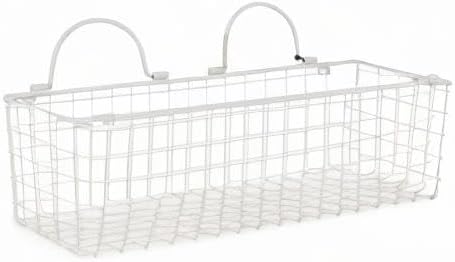 DII Farmhouse Vintage Decor, Wire Wall Basket, Medium, Antique White, 2 Piece
