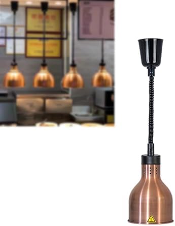 Rose Gold Hanging Food Heat Lamp Warmer - Buffet & Catering Heat Light for Steak, Restaurant Kitchen Supplies, Pendant Ceiling Lighting - Keeps Food Warm & Fresh