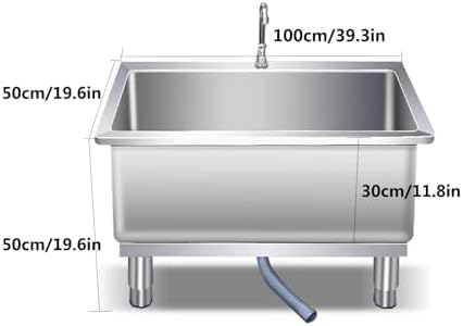 Freestanding Utility Sink,Slop Sinks,Stainless Steel Floor Mount Mop Sink, Commercial Kitchen Sink,Utility Sink Basin for Basements, Garages(100x50x50cm/39.3x19.6x19.6in