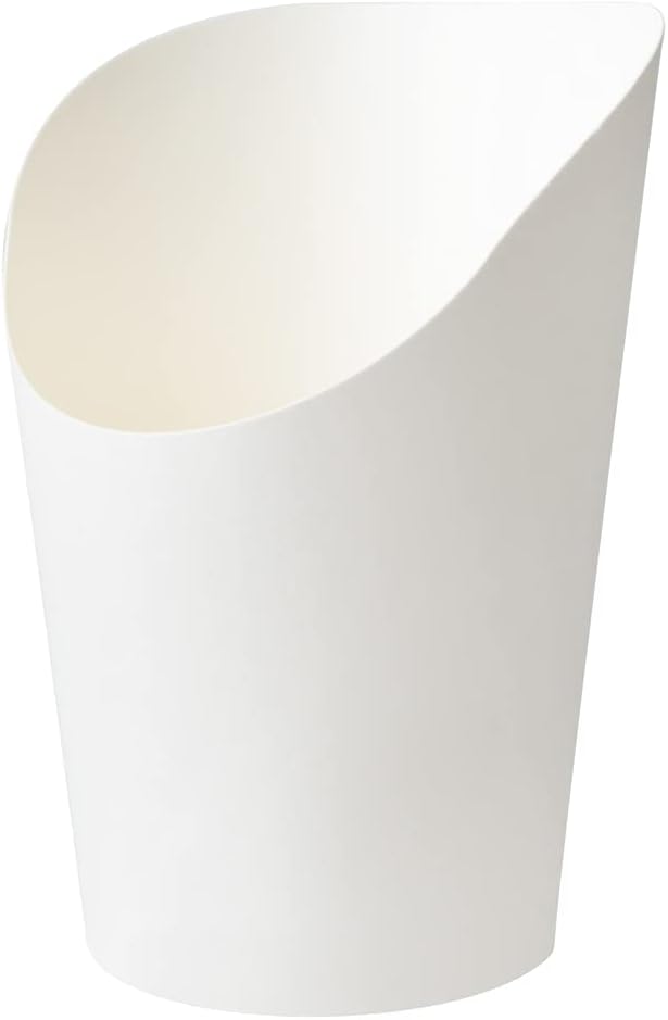 Restaurantware Bio Tek 12 Ounce French Fry Containers 100 Disposable Charcuterie Cups - Incline Design Round White Paper French Fry Cups Stackable For Waffles Chips or Popcorn