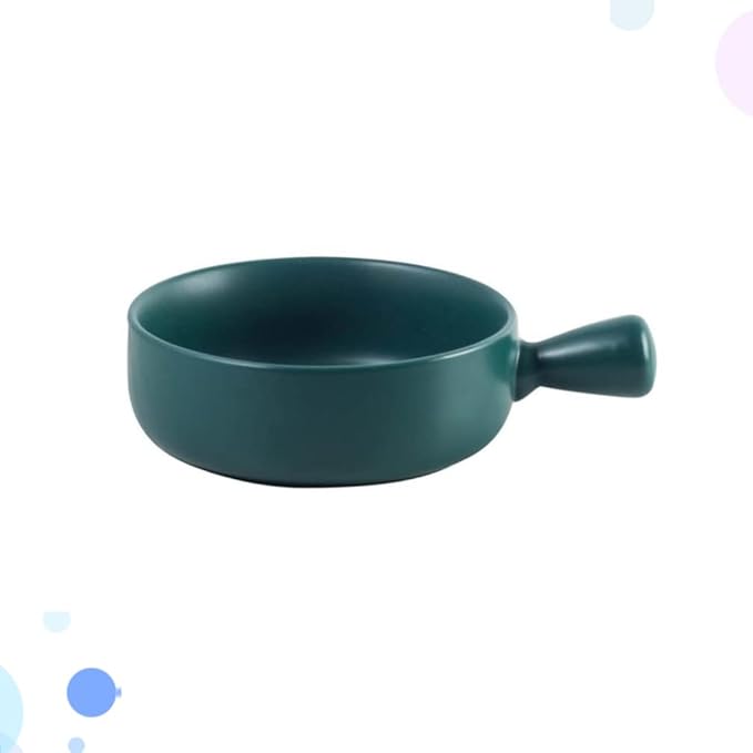 Fruit Plate Round Ceramics Baking Plate Household Handle Baking Tray Salad Plate Kitchen Supplies