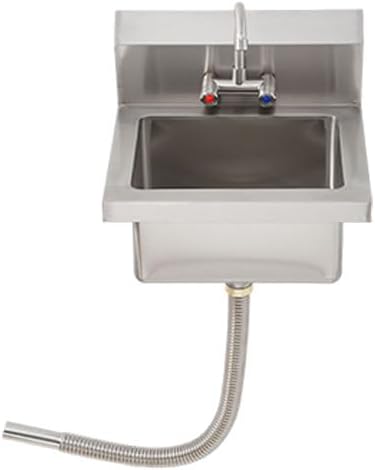GarveeTech Commercial Stainless Steel Hand Wash Sink, Small Wall Mount or Drop-in Handwashing Basin with Swivel Faucet, 3-Side Backsplash, Drain Kit for Restaurant Kitchen Bar Garage