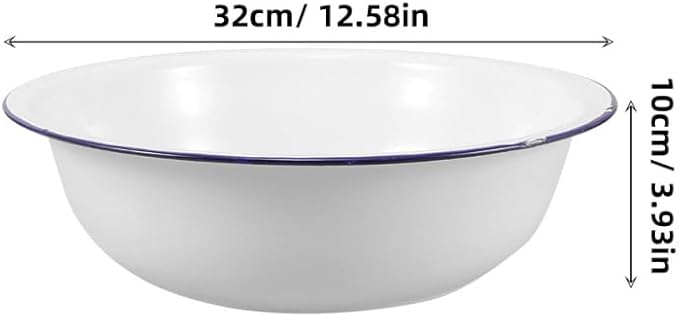 FRCOLOR Enamel Foot Wash Basin 12.59In Vintage Multipurpose Enamelware for Foot Soaking Face Washing Kitchen Bathroom Use