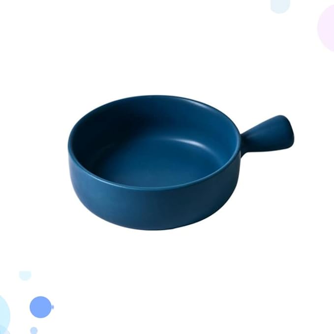 CALLARON Round Ceramics Baking Plate Handle Practical Kitchen Tray for Fruit Salad and Baking Easy to Clean for Home and Bakery Use