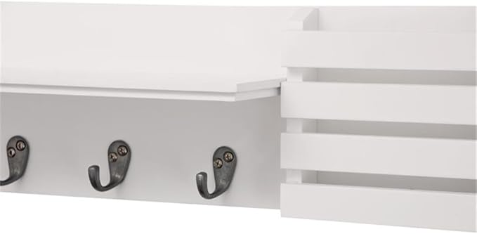 Kiera Grace kieragrace Sydney Mail Shelf, 3 Hooks WALL Organization, White