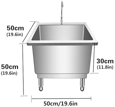 Freestanding Utility Sink,Slop Sinks,Stainless Steel Floor Mount Mop Sink, Commercial Kitchen Sink,Utility Sink Basin for Basements, Garages(50x50x50cm/19.6x19.6x19.6in