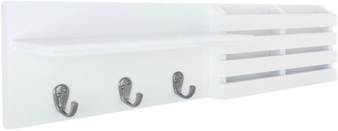 Kiera Grace kieragrace Sydney Mail Shelf, 3 Hooks WALL Organization, White