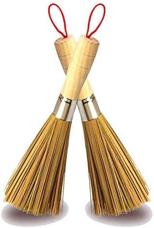 2 Pack Cleaning Whisk Traditional Natural Bamboo Wok Brushes Dishwashing Kitchen Tools Traditional Natural Bamboo Cleaning Brushes