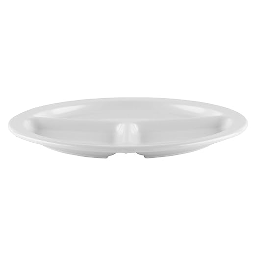 G.E.T. CP-533-W Melamine 3-Compartment Divided Plates, 10", White (Set of 12)