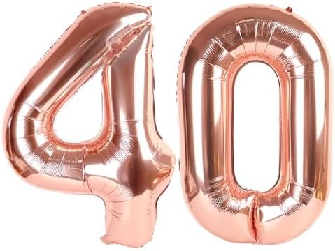 Number Balloons 40 In 40 Numbers, 40th Birthday Decorations for Women Men, Rose Gold Birthday Party Decorations Big Balloons for Wedding, Celebration Party, Graduations