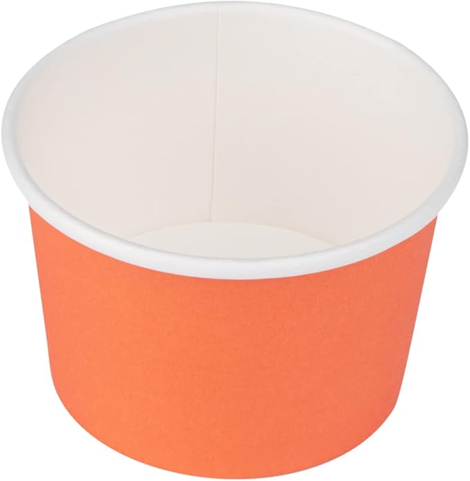 Coppetta 4 Ounce Dessert Cups, 200 Disposable Ice Cream Cups - Lids Sold Separately, Heavy-Duty, Orange Paper Frozen Yogurt Bowls, For Hot And Cold Foods, Perfect For Gelato Or Mousse - Restaurantware