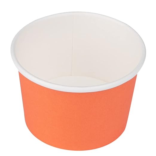 Coppetta 4 Ounce Dessert Cups, 50 Disposable Ice Cream Cups - Lids Sold Separately, Heavy-Duty, Orange Paper Frozen Yogurt Bowls, For Hot And Cold Foods, Perfect For Gelato Or Mousse - Restaurantware