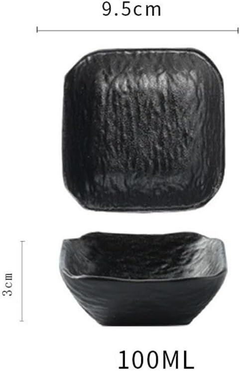 Bowl for Sauce 4 PC Stone Texture Square Sauce Dish Dipping Bowl Plate for Sushi Snack Appetizer and Kitchen Prep(Black and white)