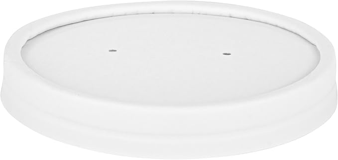 Restaurantware-LIDS ONLY: Bio Tek Lids For 8/12 Ounce Soup Containers, 200 Vented Covers For Paper Soup Containers - Cups Sold Separately, Microwavable, White Paper Lid, Hot And Cold Foods