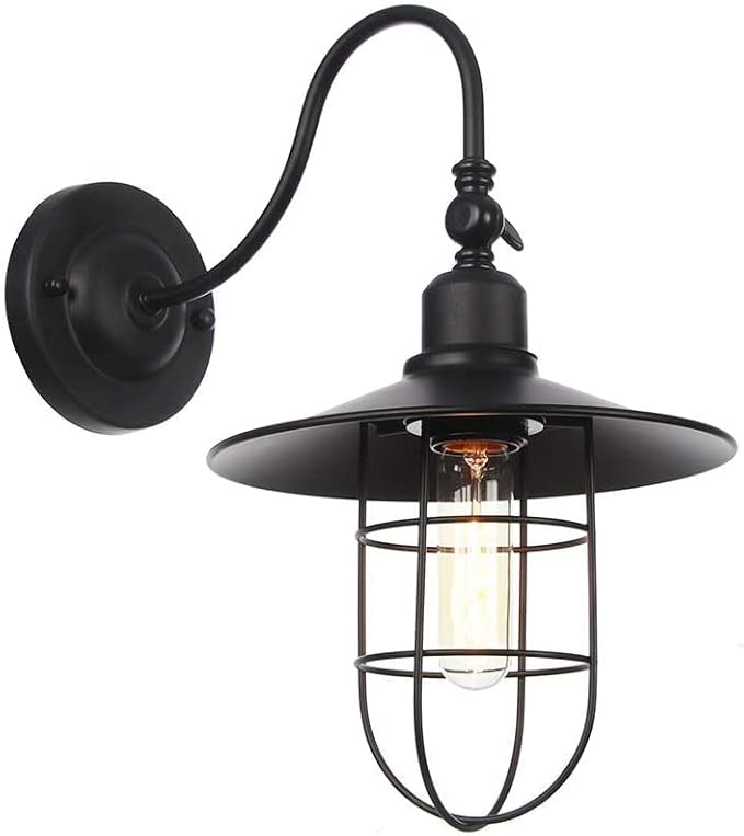 Wall Lamps, Black Industrial Vintage Metal Creative Wall Light Fixture, Wall Sconce Lighting for Bedroom Nightstand(Color:A)