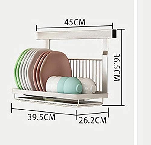 Drainer Rack Kitchen Wall-Mounted Storage Rack Stainless Steel Dish Drainer Wall Mounted Dish Drying Rack with Drip Tray Kitchen Plates Organizer