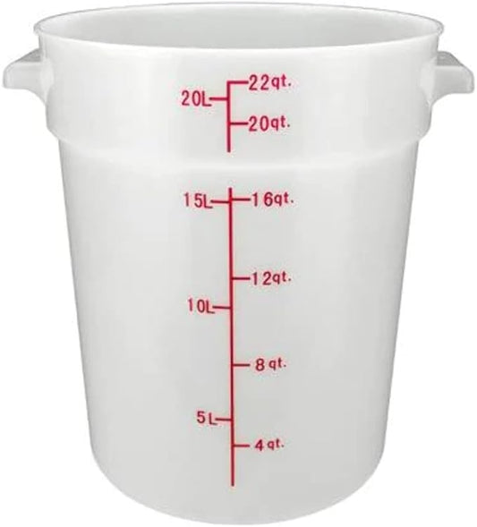 Winco Heavy-Duty Round Food Storage Container, 22 Quart, White