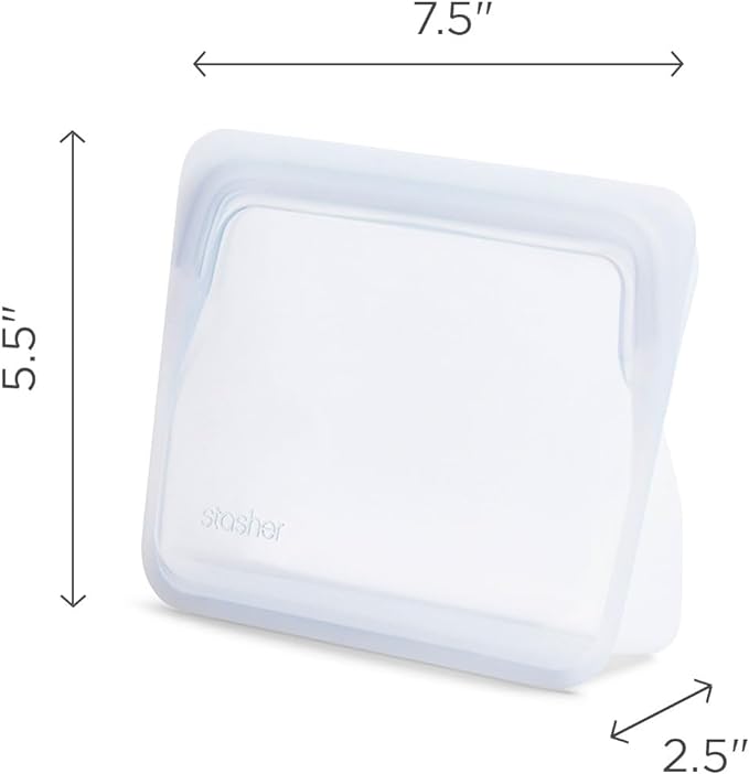 Stasher Silicone Reusable Storage Bag, Stand-Up Mini Bag, Reusable Freezer Bags, Microwave, Dishwasher, Oven Safe, Sous Vide, Eco Friendly, Food-safe Silicone Snack Bags, 56 oz, Aqua | Reusable Food Bag