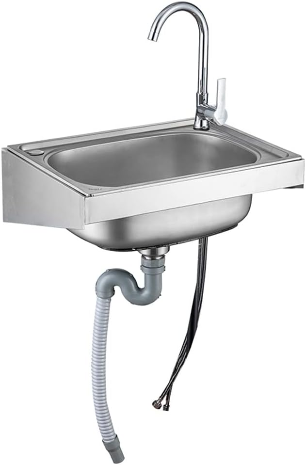 Stainless Steel Wall Mount Hand Sink - Commercial Hand Washing Basin for Restaurant, Kitchen and Home - with Bracket (Color : KIT-A, Size : 42x37cm) (Kitb 48x35cm)