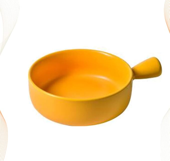 CALLARON Stoneware Plate Round Baking Dish Yellow Salad Plate Oven Safe Kitchen Supplies Easy to Clean