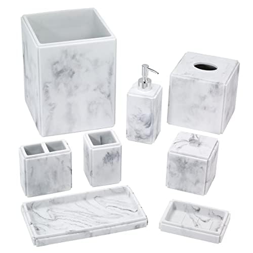 Avanti Linens - Tissue Box Cover, Resin Countertop Decor, Marble Design (Catania Collection)