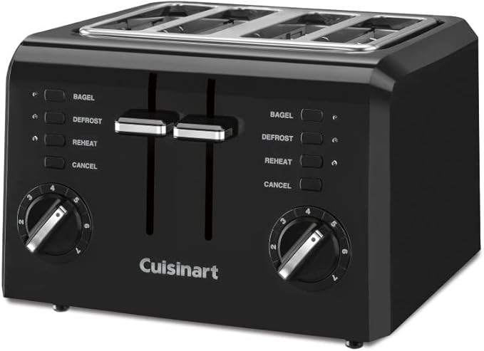 Cuisinart 4-Slice Compact Plastic Toaster, Black, CPT-142BKP1
