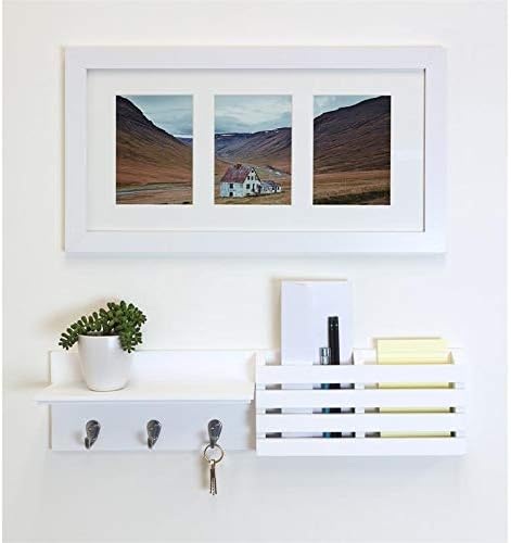 Kiera Grace kieragrace Sydney Mail Shelf, 3 Hooks WALL Organization, White